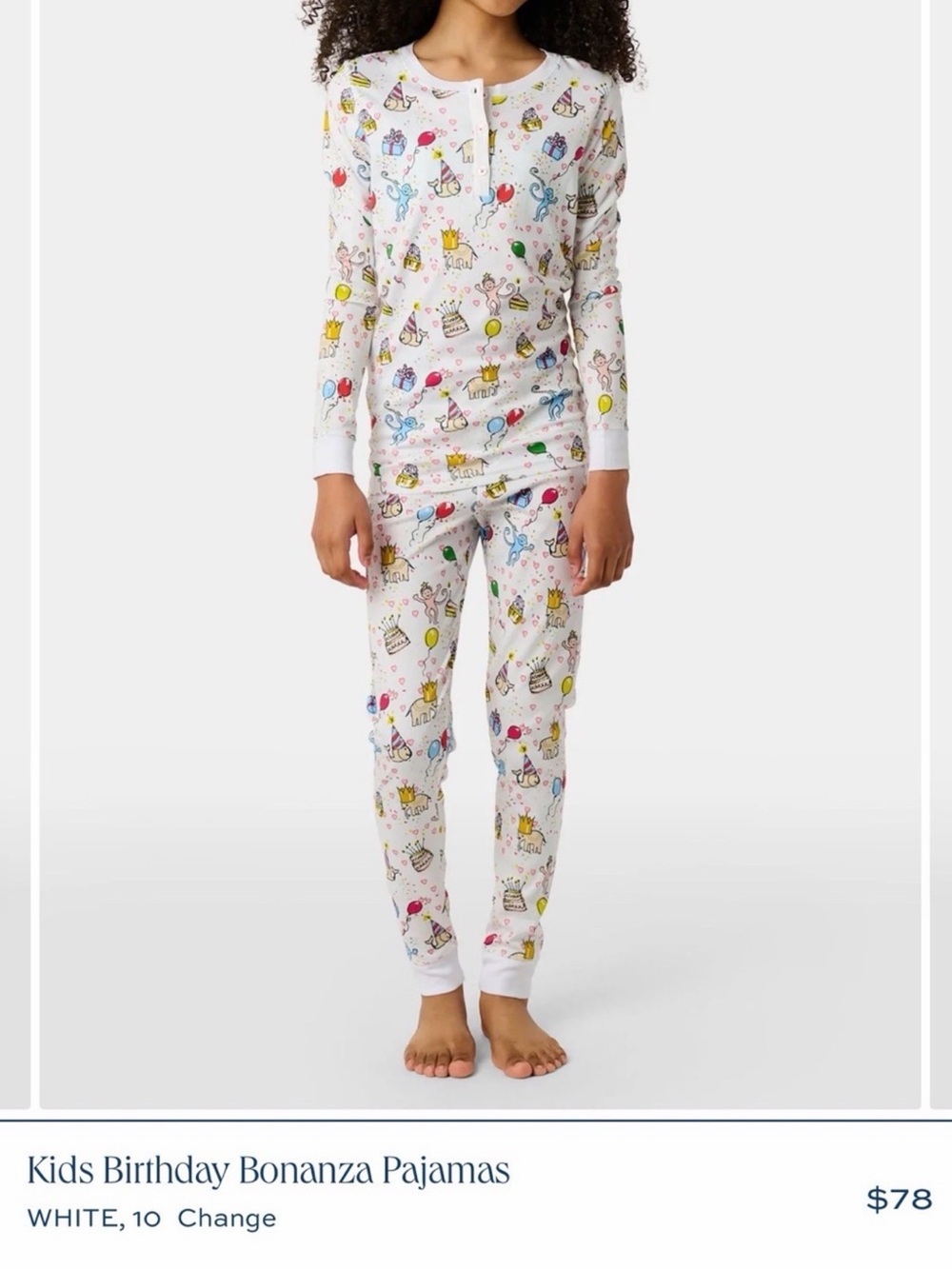 Kids Birthday Bonanza White Pajama top only!